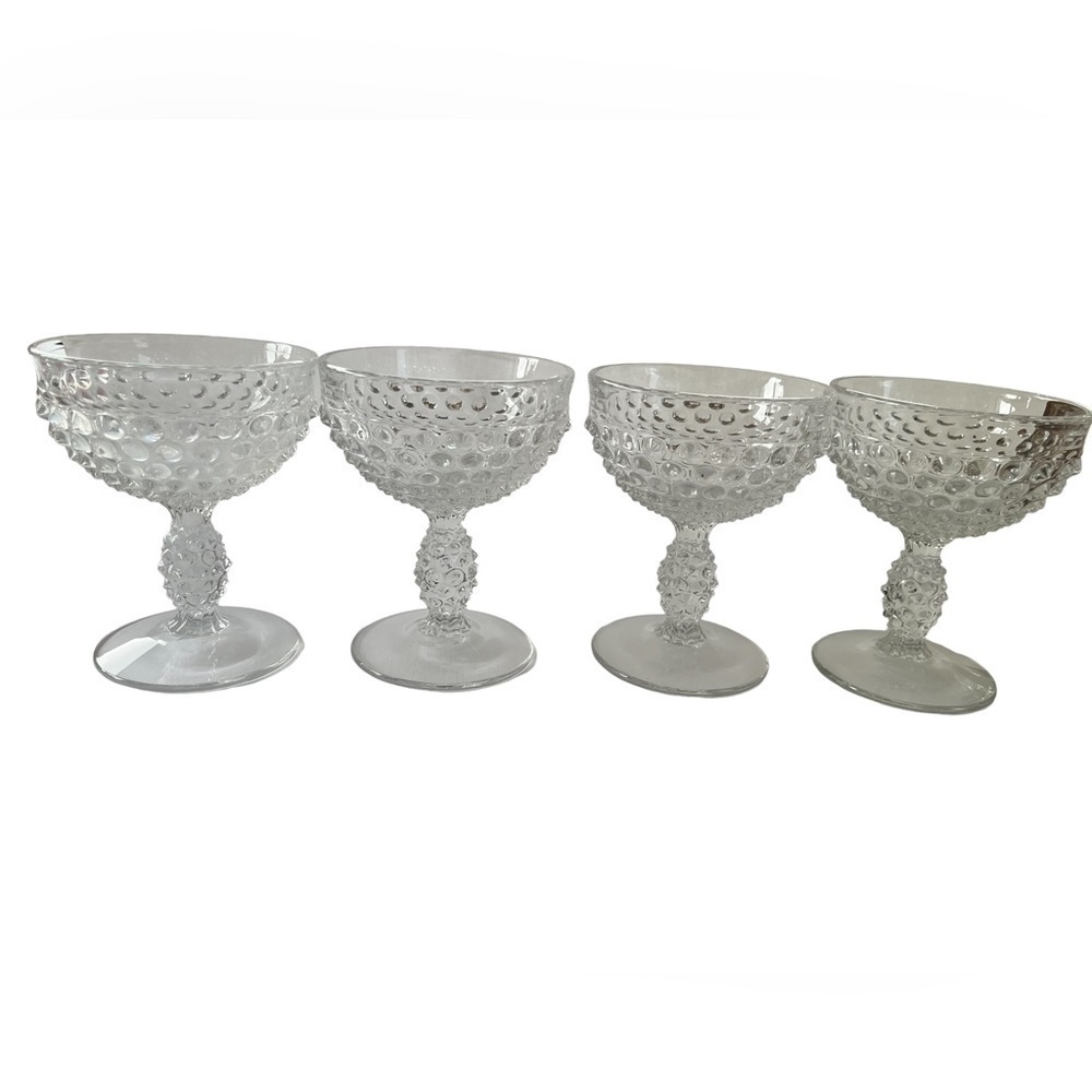 Hobnail Clear Pressed Glass Champagne/Tall Sherbet by Duncan & Miller (Set of 4)